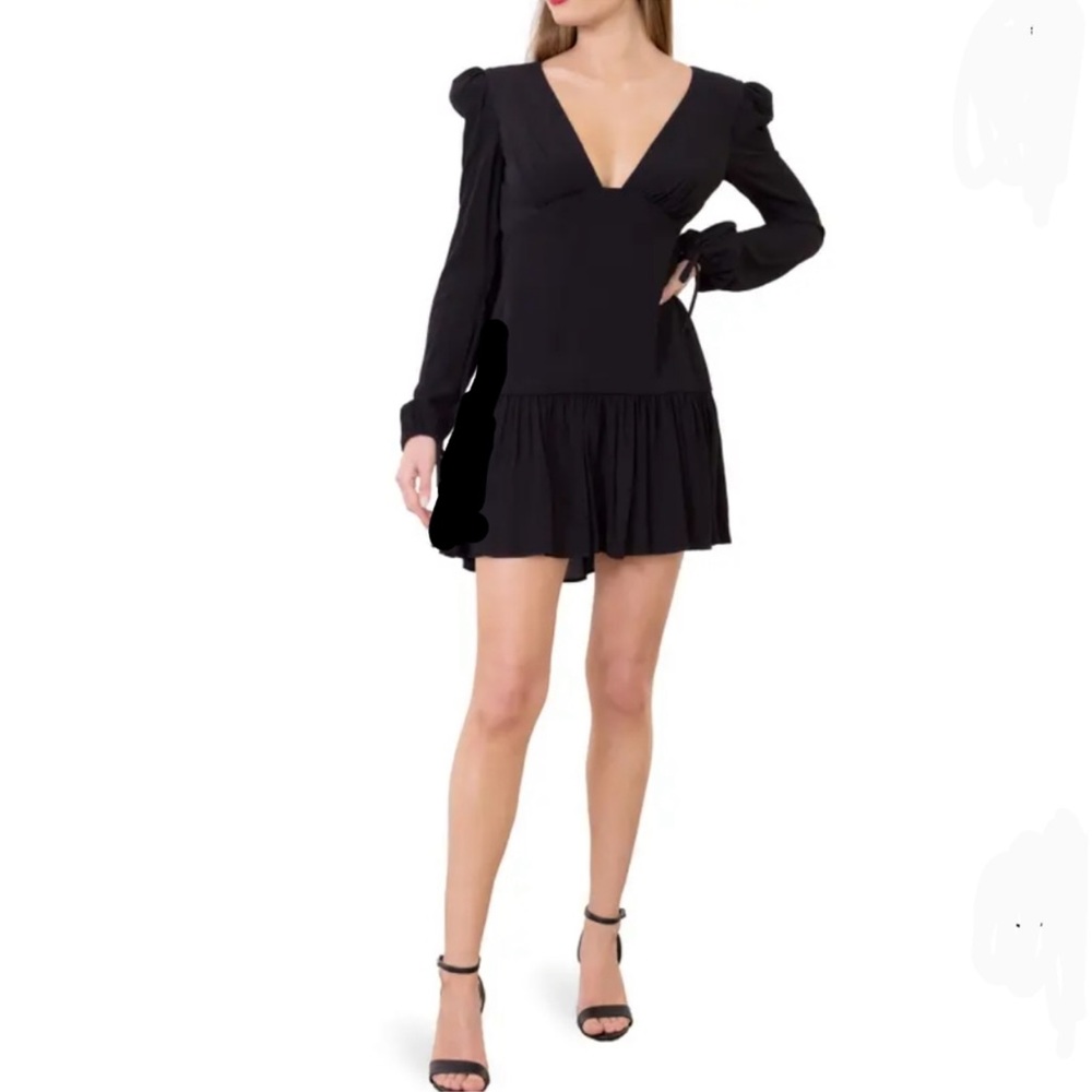 Helsi Elizabeth Puff Sleeve Flounce Hem Mini‎ Dress Sz XS